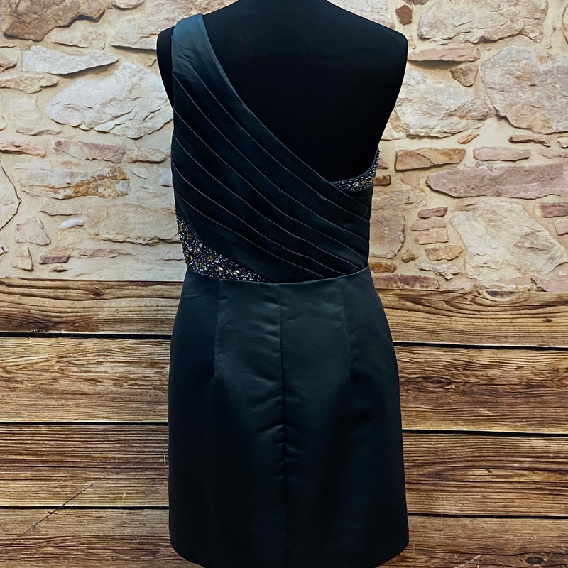 „Cocktailkleid asymmetrisch türkis grün Unique Gr 42 Rückansicht