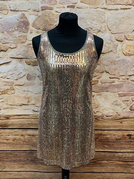 „Cocktailkleid gold Pailletten Mini Soul Gr S Party Vorderansicht