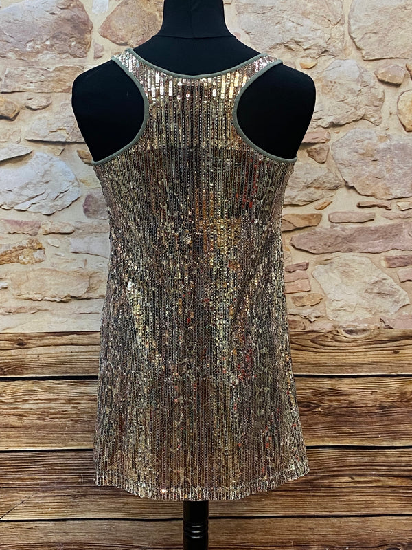 „Cocktailkleid gold Pailletten Mini Soul Gr S Party Rückansicht