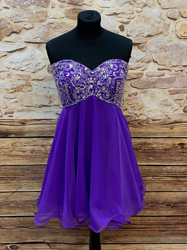 „Cocktailkleid lila Perlen Pailletten Mari Lee Gr 40 Vorderansicht