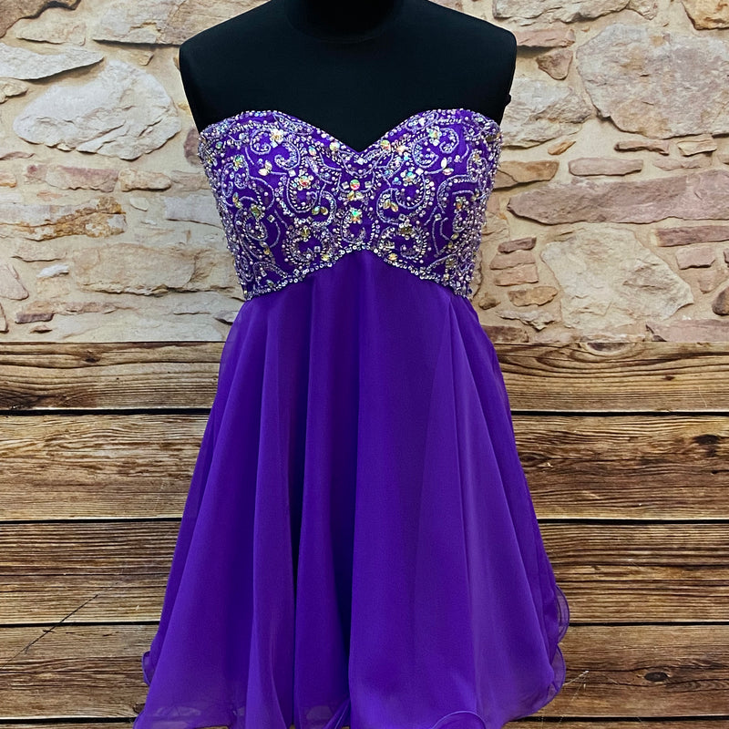 „Cocktailkleid lila Perlen Pailletten Mari Lee Gr 40 Vorderansicht