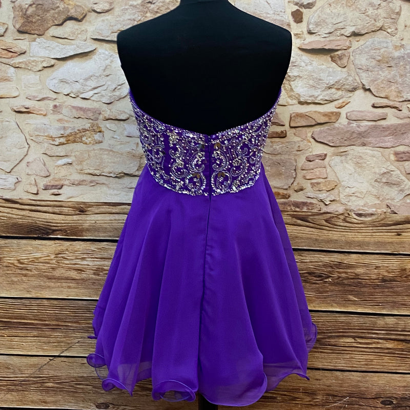 „Cocktailkleid lila Perlen Pailletten Mari Lee Gr 40 Rückansicht