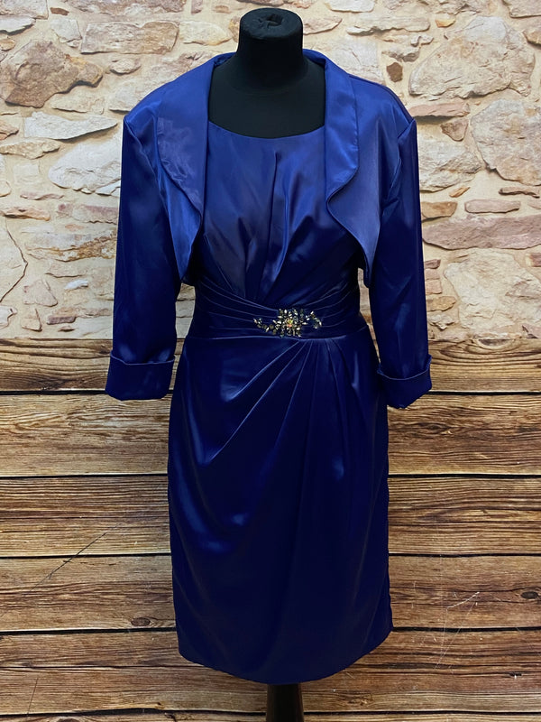 „Cocktailkleid navy mit Jäckchen Set Gr 38 elegant Vorderananscht