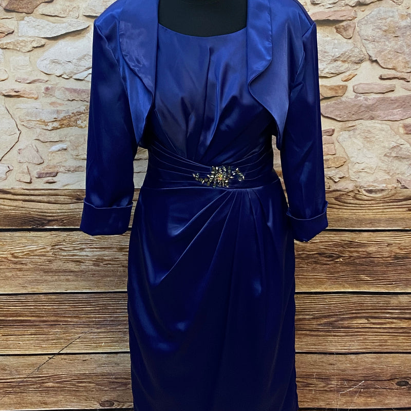 „Cocktailkleid navy mit Jäckchen Set Gr 38 elegant Vorderananscht