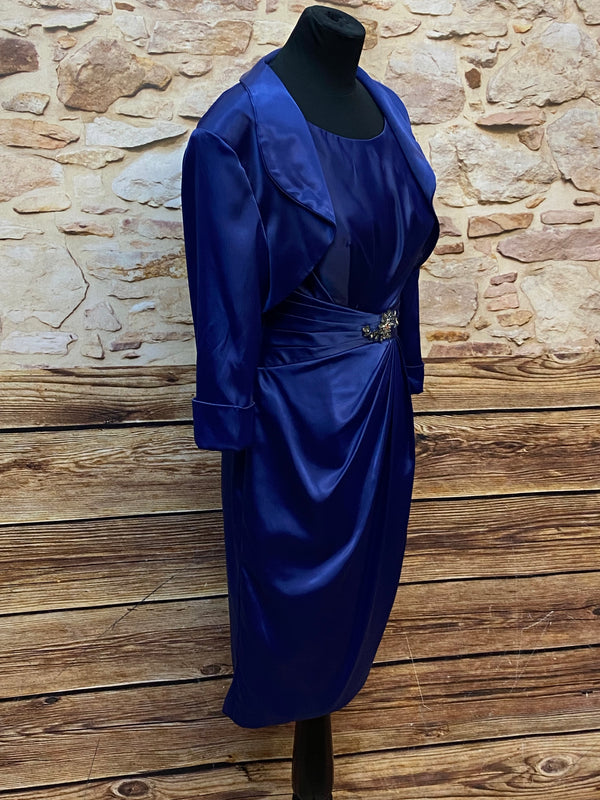 „Cocktailkleid navy mit Jäckchen Set Gr 38 elegant Seitenanscht