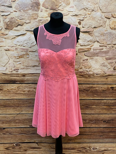 „Cocktailkleid rosa Spitze Vera Mont Gr 42 elegant Vordersicht