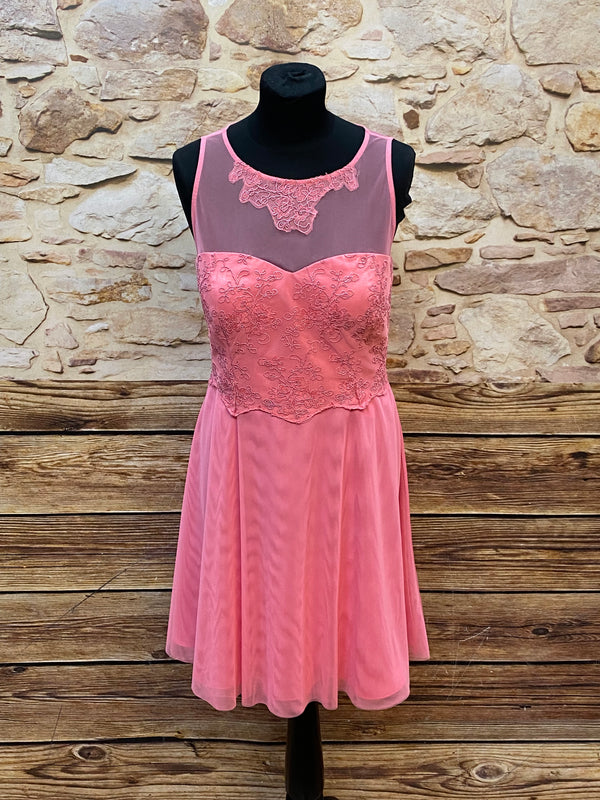 „Cocktailkleid rosa Spitze Vera Mont Gr 42 elegant Vordersicht