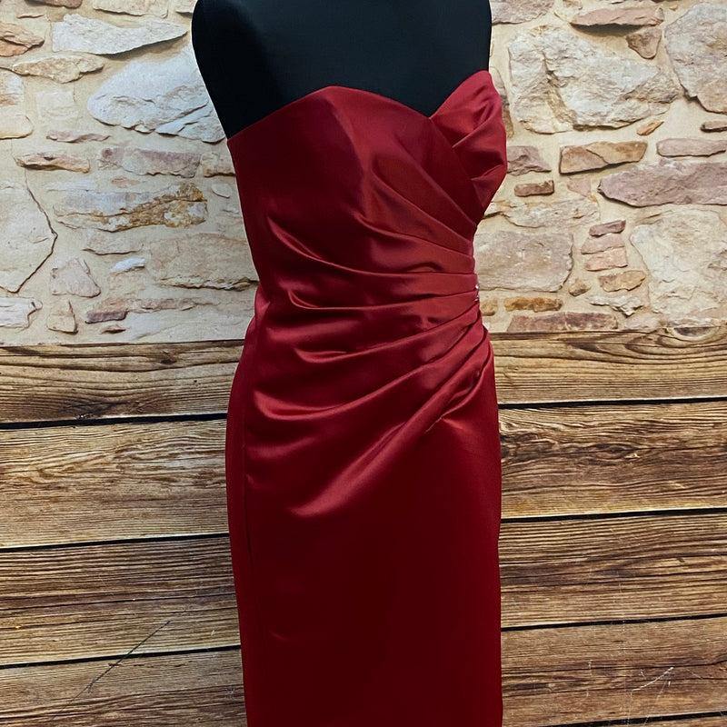 „Cocktailkleid rubinrot Mori Lee Herz-Ausschnitt Gr 38 Seitenansicht