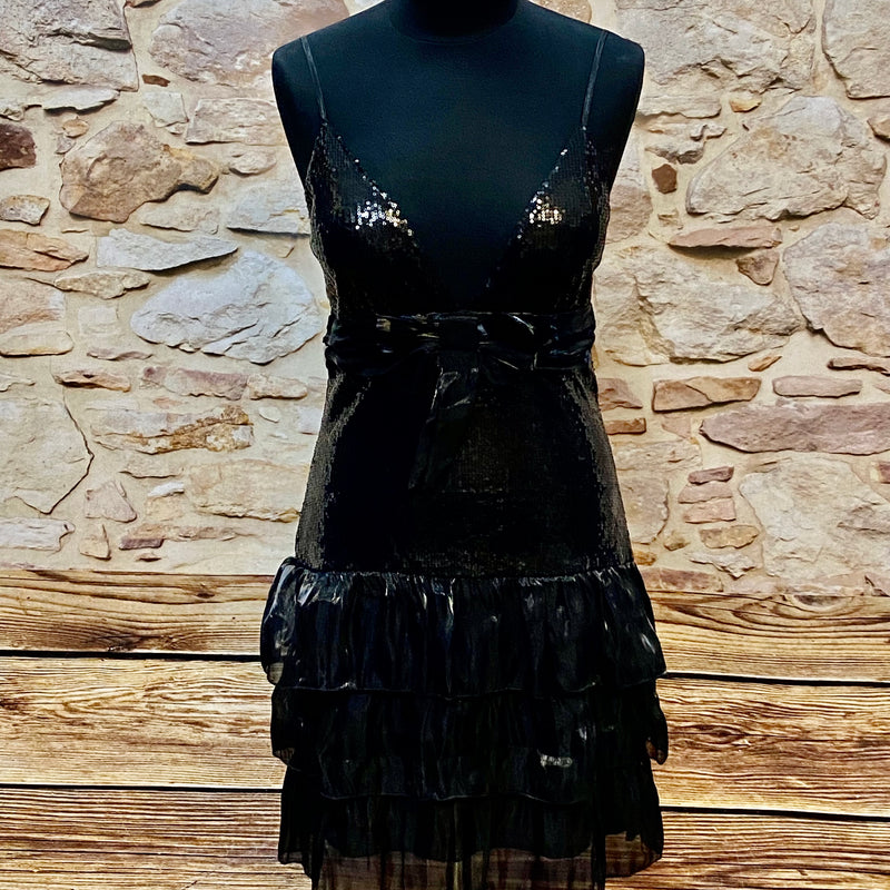 „Cocktailkleid schwarz 20er Stil Pailletten Maner Gr 38 Vorderansicht