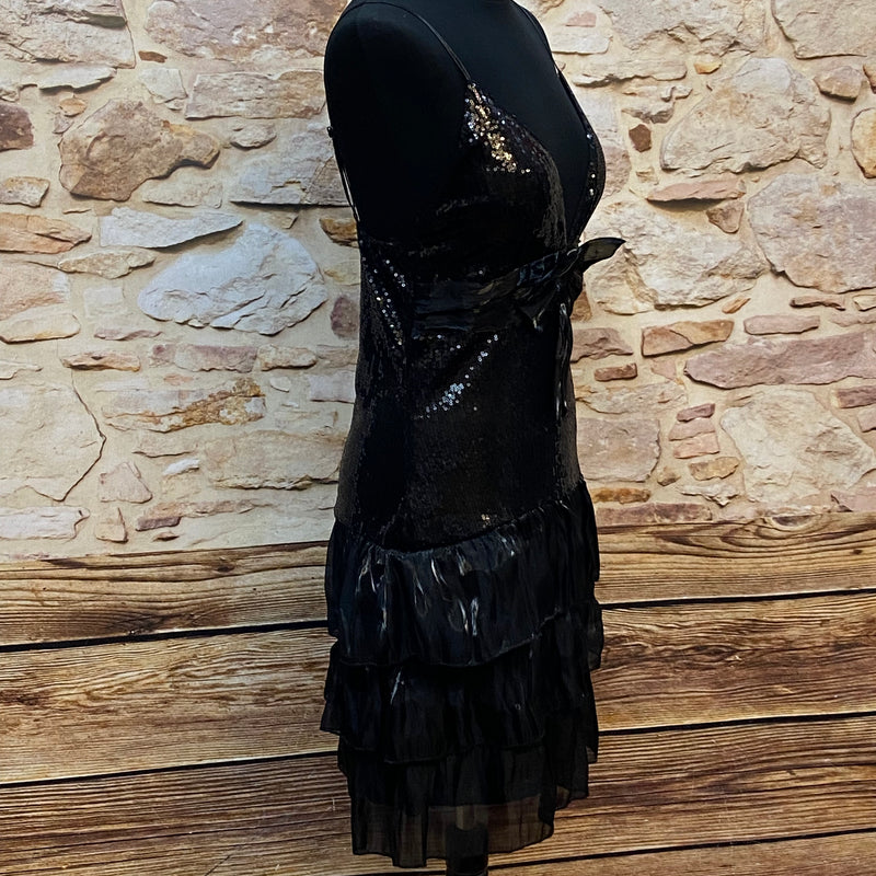 „Cocktailkleid schwarz 20er Stil Pailletten Maner Gr 38 Seitenansicht
