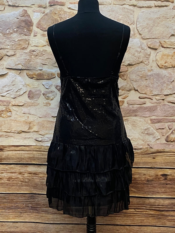 „Cocktailkleid schwarz 20er Stil Pailletten Maner Gr 38 Rückansicht