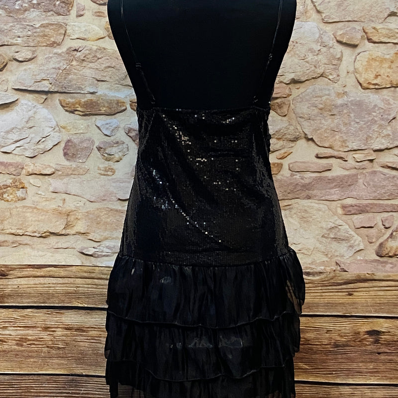 „Cocktailkleid schwarz 20er Stil Pailletten Maner Gr 38 Rückansicht