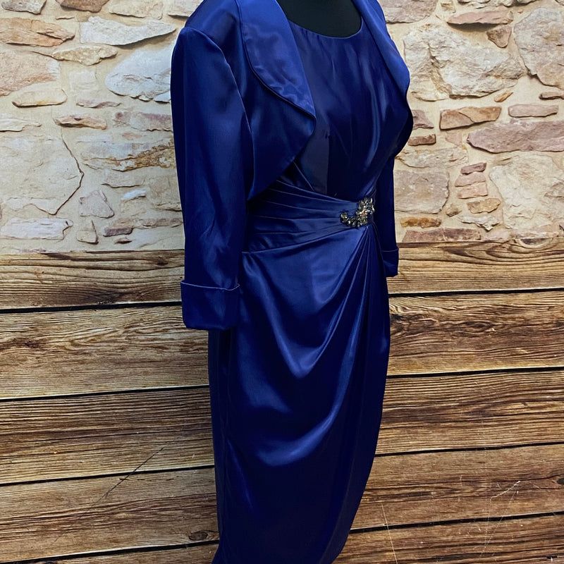 Blaues Brautmutterkleid mit Bolero-Jäckchen Gr.38