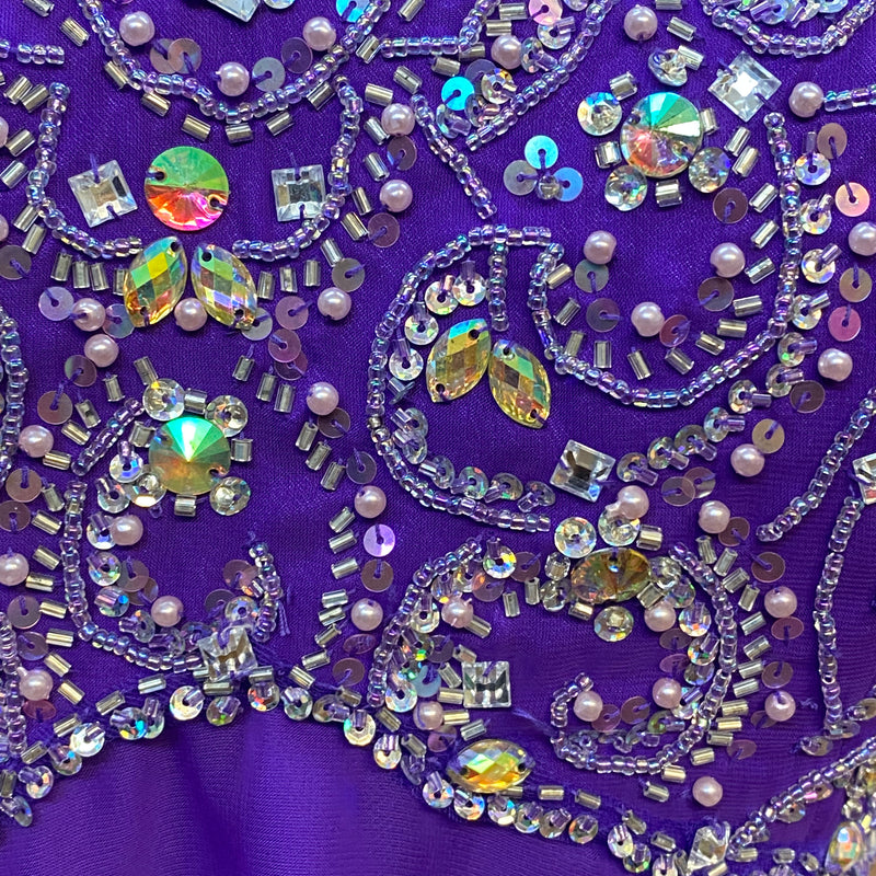 Kurzes Cocktailkleid Pailetten lila Gr.40