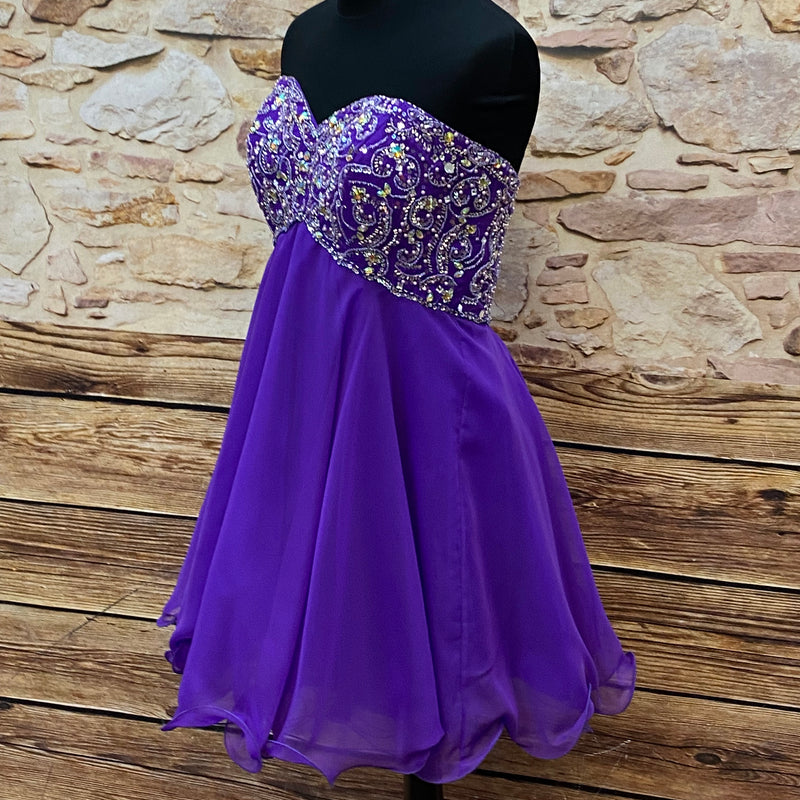 Kurzes Cocktailkleid Pailetten lila Gr.40