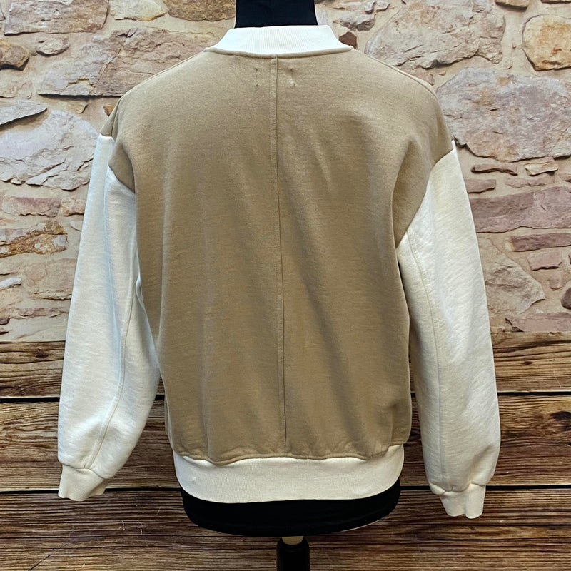 Pull&Bear College Jacke Beige/Creme – Größe L (fällt kleiner aus)