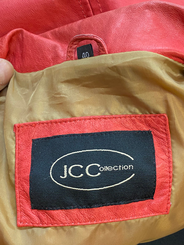 Collegejacke Vintage Bowlingjacke Jacke Echtleder rot Gr.40