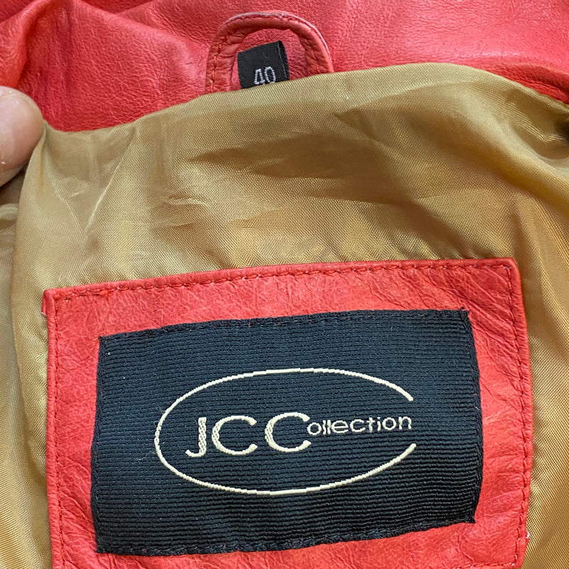 Collegejacke Vintage Bowlingjacke Jacke Echtleder rot Gr.40