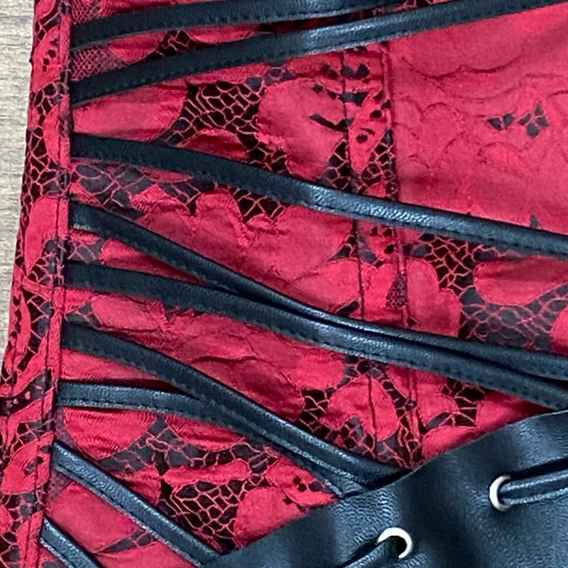 Rot/schwarze Coursage Mieder Ledercorsage Gr.XXXL neu