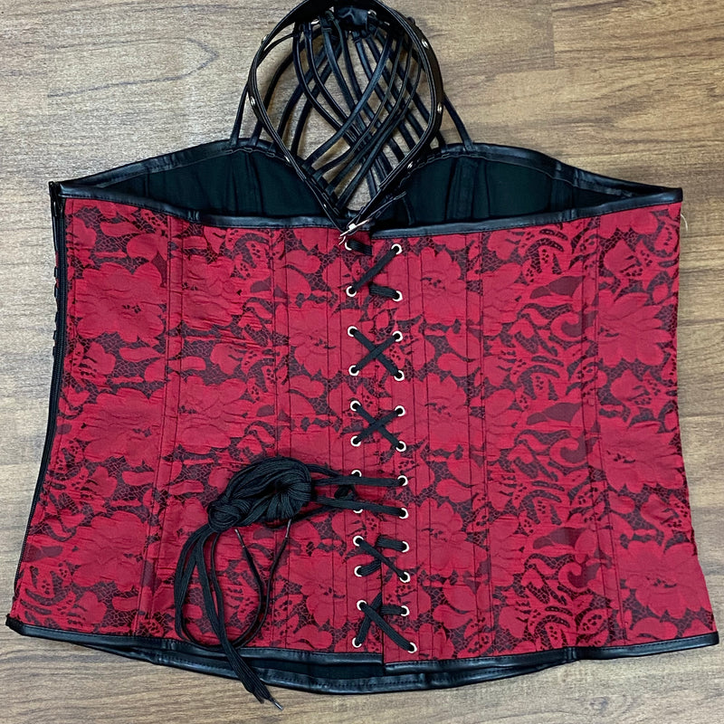 Rot/schwarze Coursage Mieder Ledercorsage Gr.XXXL neu