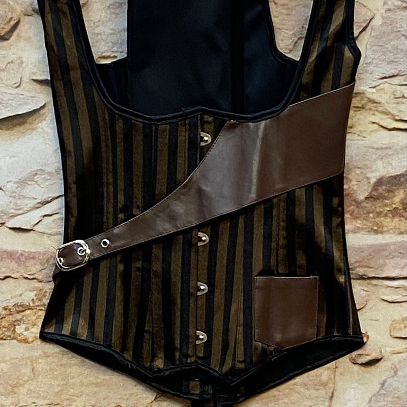 Steampunk-Korsett in Braun und Schwarz - Größe 32