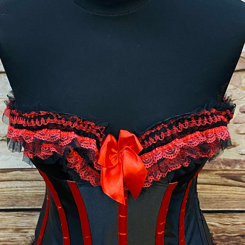Rote und schwarze Korsettkorsage Gr.36