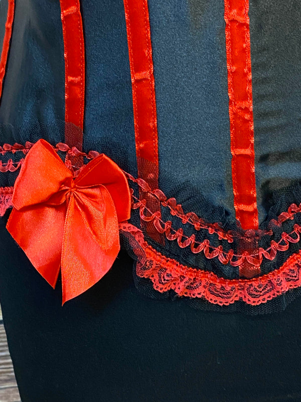 Rote und schwarze Korsettkorsage Gr.36