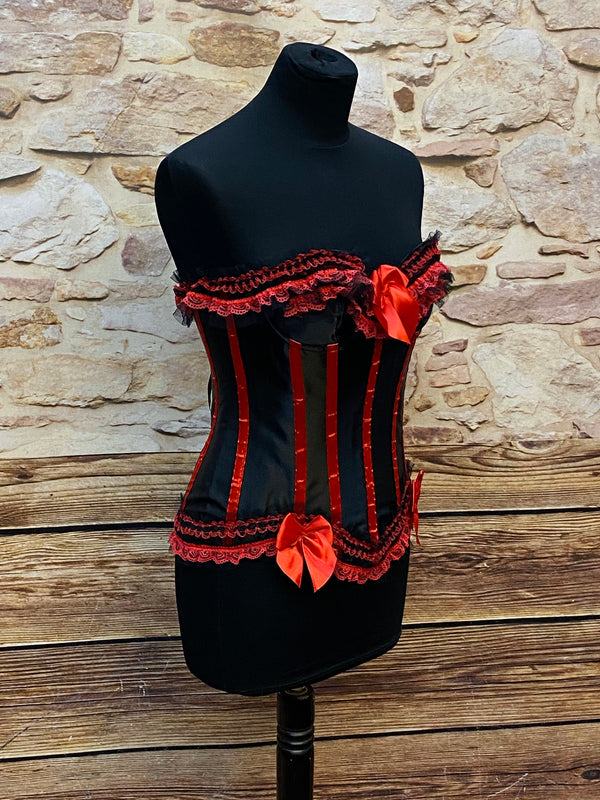 Rote und schwarze Korsettkorsage Gr.36