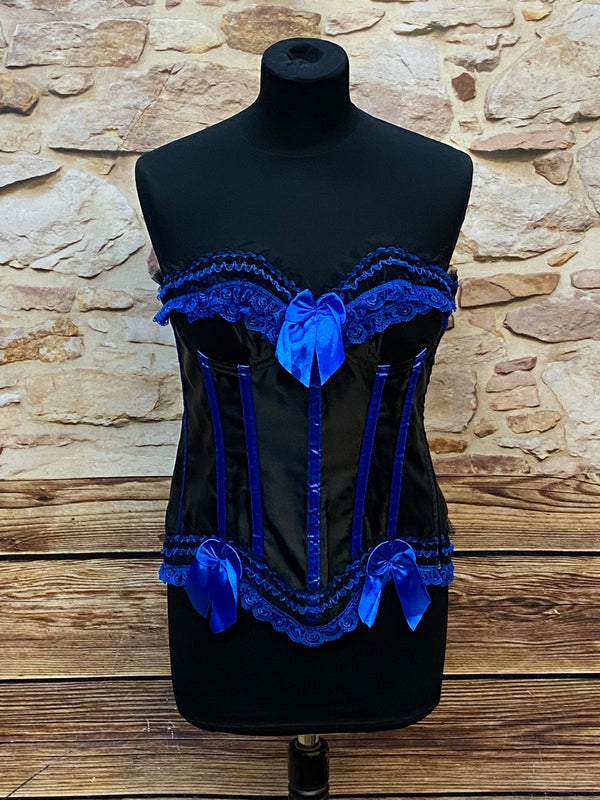 Corsage in Schwarz-Blau, Größe 38