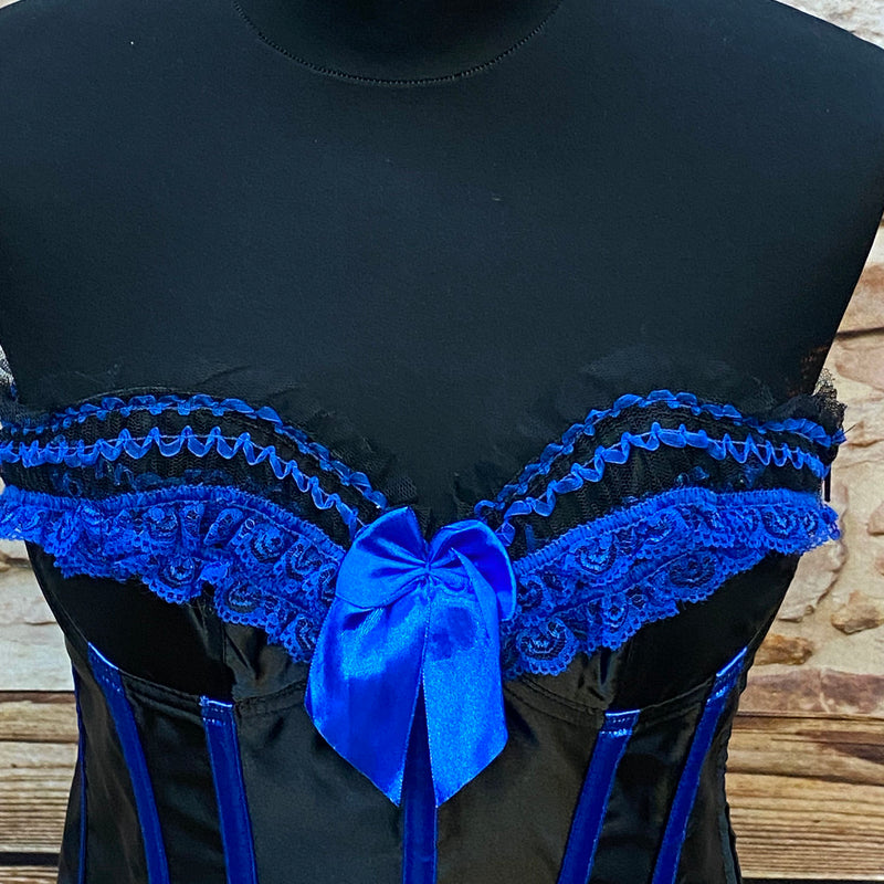 Corsage in Schwarz-Blau, Größe 38