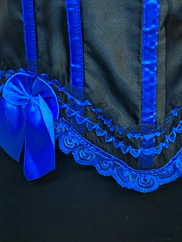 Corsage in Schwarz-Blau, Größe 38
