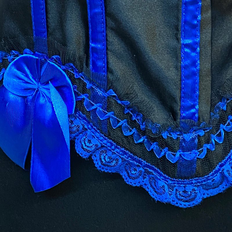 Corsage in Schwarz-Blau, Größe 38