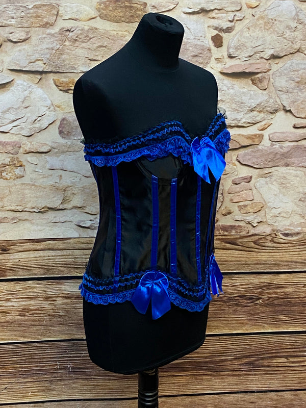 Corsage in Schwarz-Blau, Größe 38