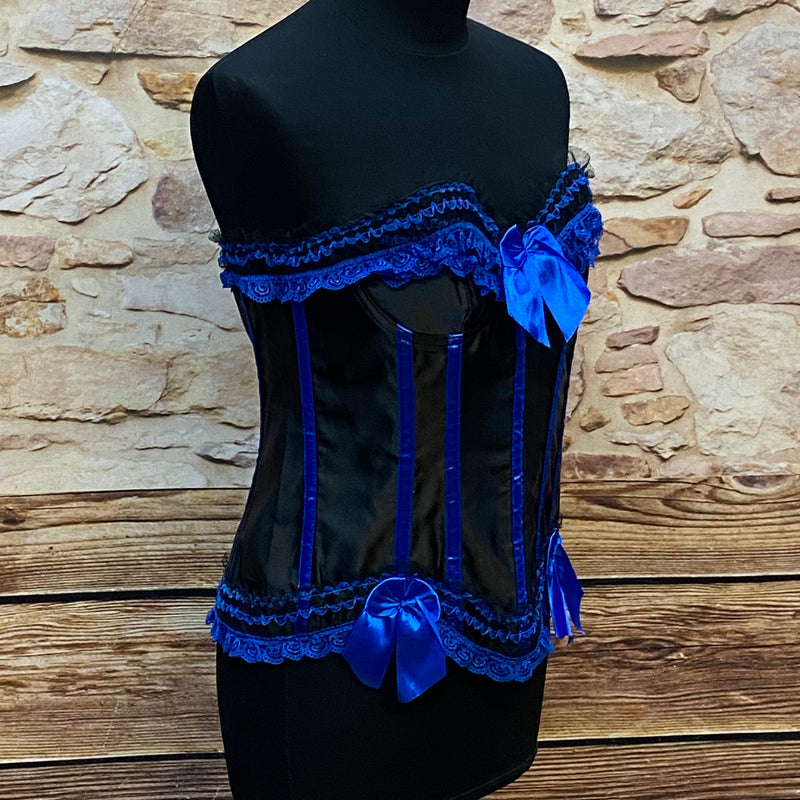 Corsage in Schwarz-Blau, Größe 38