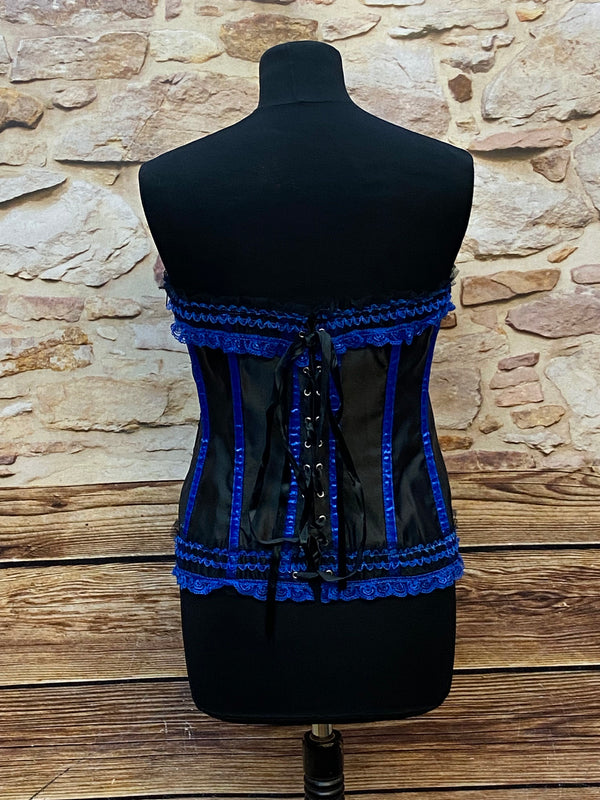Corsage in Schwarz-Blau, Größe 38