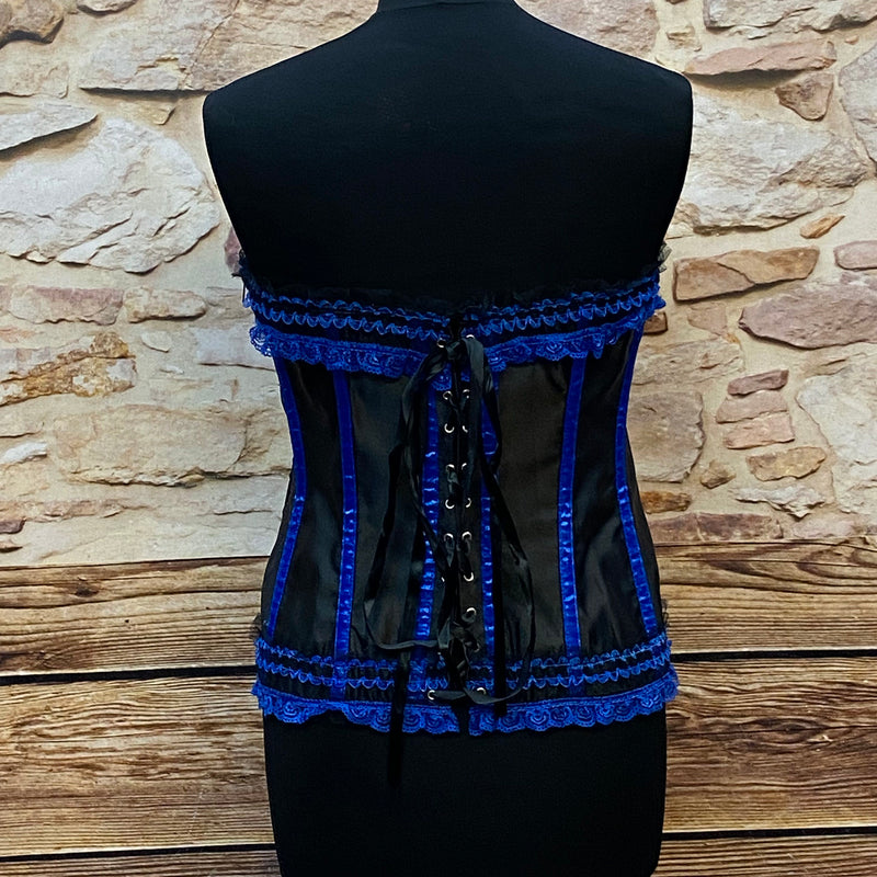 Corsage in Schwarz-Blau, Größe 38