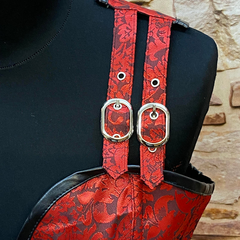 Rot-Schwarze Korsett-Top - Größe 40
