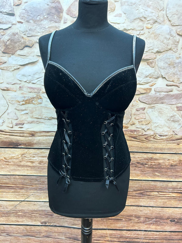 Glamouröse Corsage in Schwarz – Größe 34B