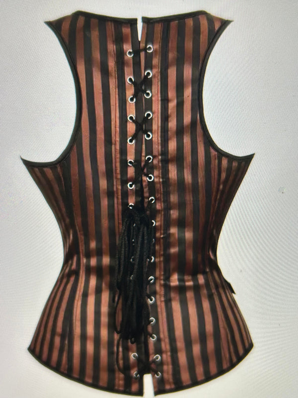 Steampunk-Korsett in Braun und Schwarz - Größe 32
