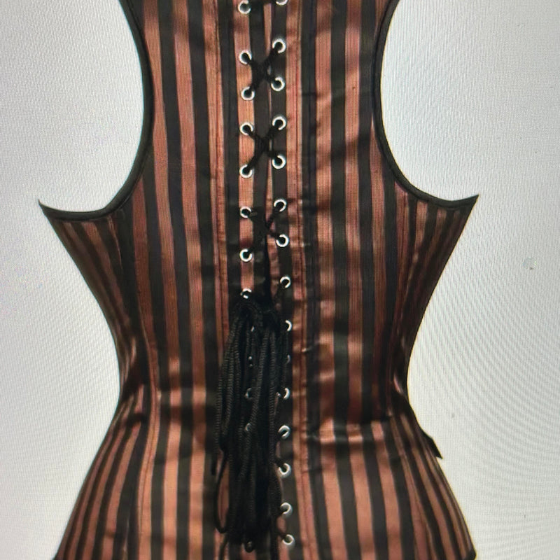 Steampunk-Korsett in Braun und Schwarz - Größe 32