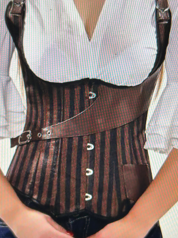 Steampunk-Korsett in Braun und Schwarz - Größe 32