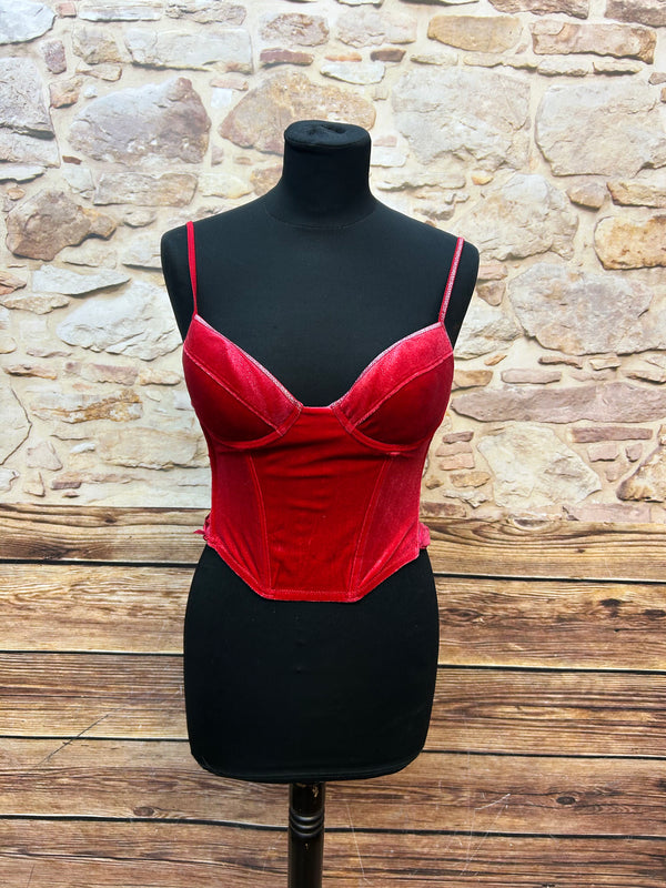 Rote Corsage von Censored mit Glitzerakzenten, Gr.75b