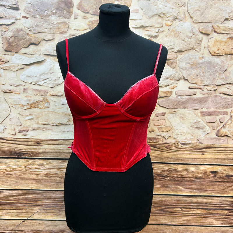 Rote Corsage von Censored mit Glitzerakzenten, Gr.75b