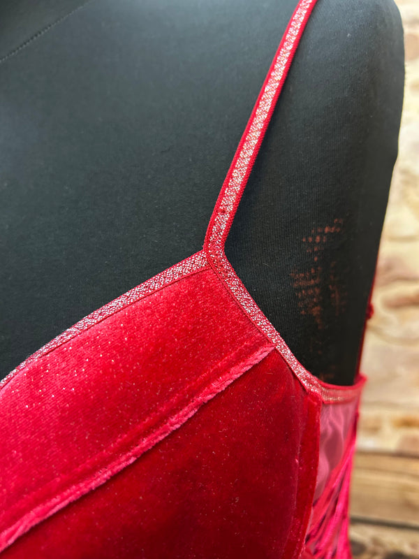 Rote Corsage von Censored mit Glitzerakzenten, Gr.75b