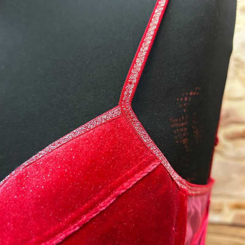 Rote Corsage von Censored mit Glitzerakzenten, Gr.75b