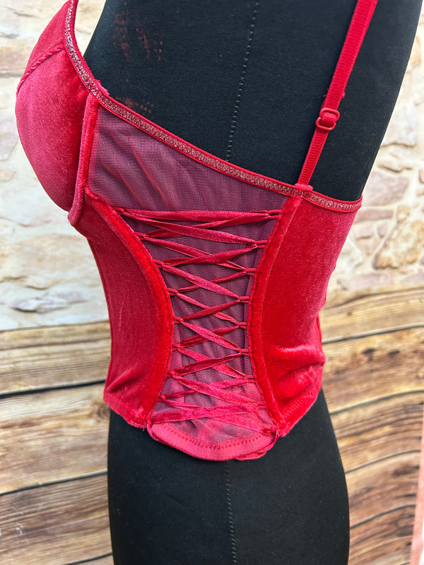 Rote Corsage von Censored mit Glitzerakzenten, Gr.75b