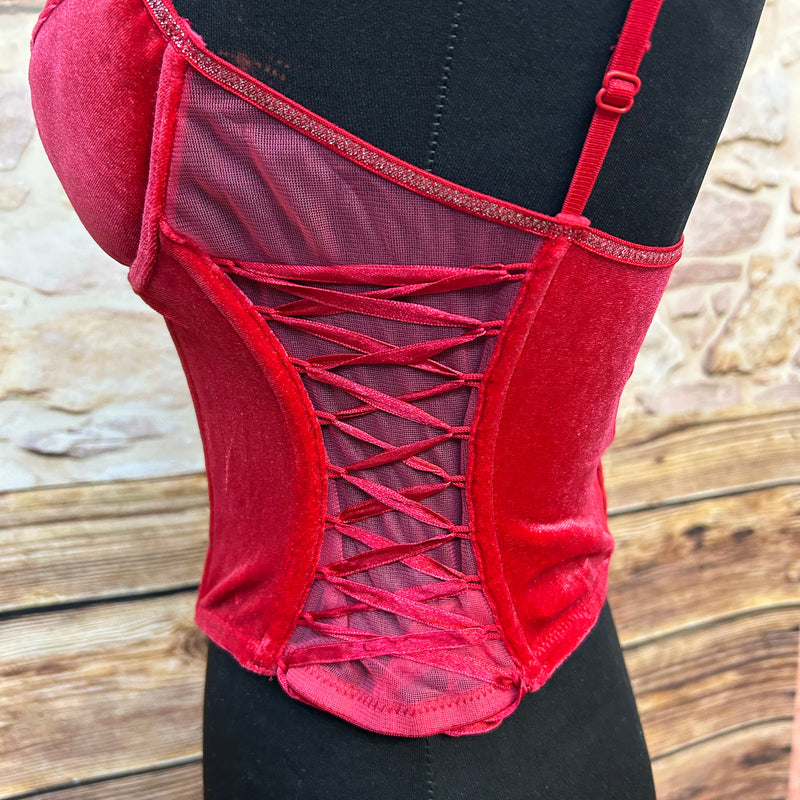 Rote Corsage von Censored mit Glitzerakzenten, Gr.75b