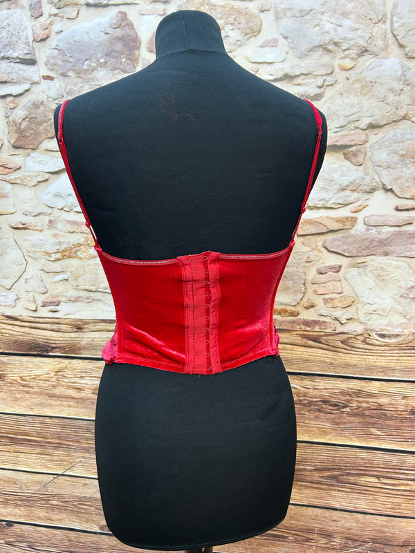 Rote Corsage von Censored mit Glitzerakzenten, Gr.75b