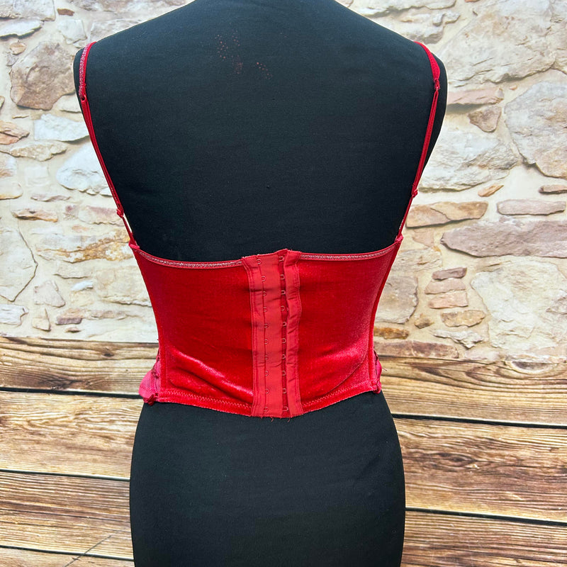 Rote Corsage von Censored mit Glitzerakzenten, Gr.75b