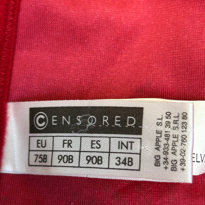 Rote Corsage von Censored mit Glitzerakzenten, Gr.75b